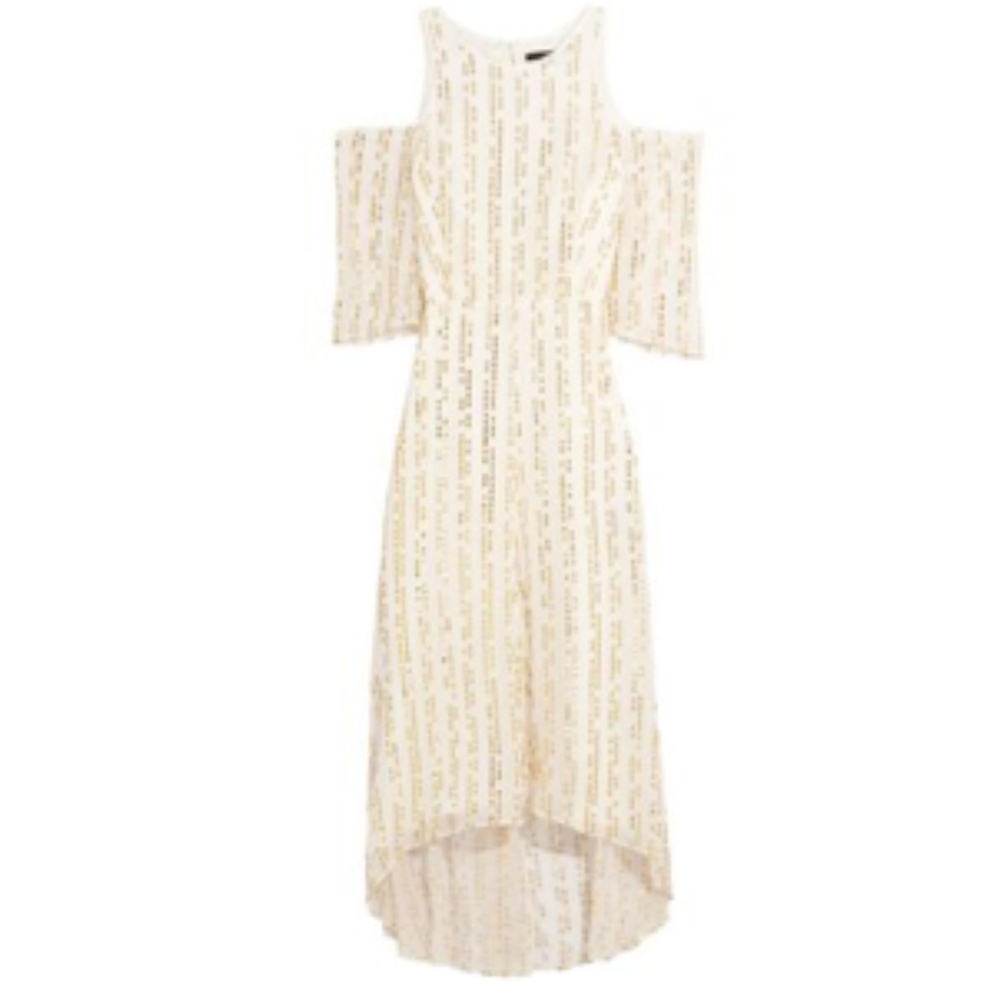 Tibi - SIZE 6 - Gold White Cut Out Shoulder Dress